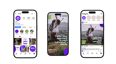Sentur Recovery Social Media app branding design feed figma graphic design healthcare instagram mental health profile social media