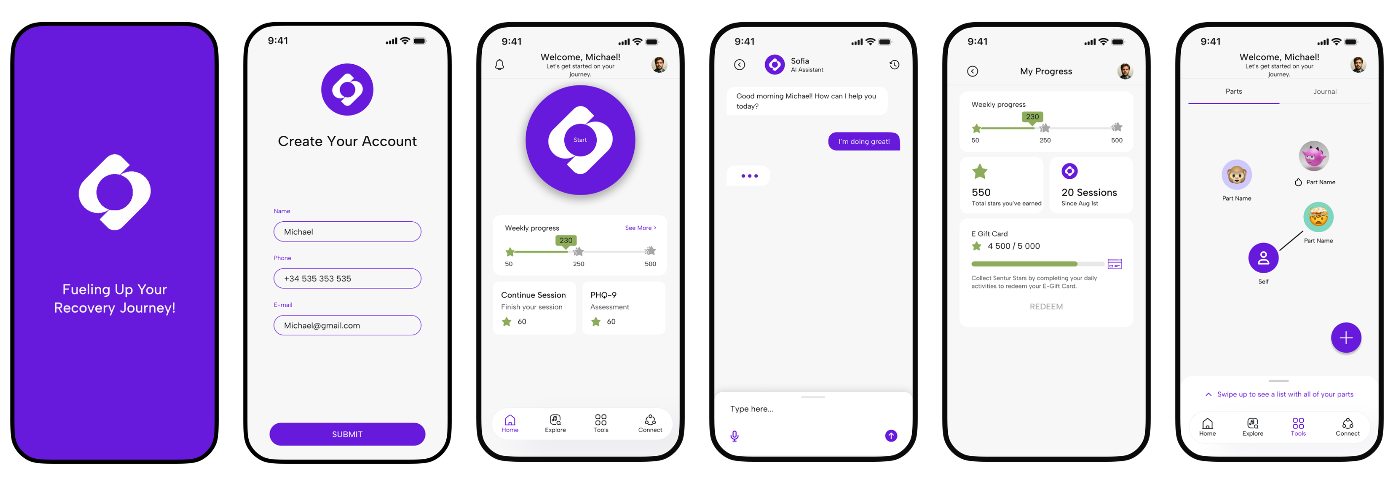 Sentur Recovery - Mental Health App Design app graphic design mental health product design ui ux uxui uxui design uxui designer