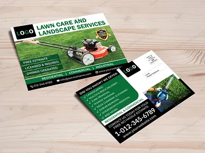 Lawn Care and Landscape Services Postcard Design print design
