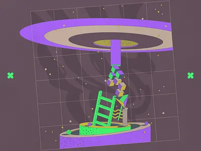 Ladder cube geometric graphic design illustration shapes space surrealism tube