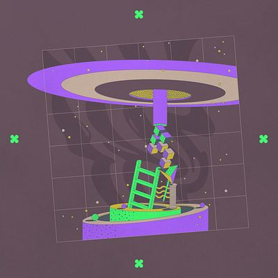 Ladder cube geometric graphic design illustration shapes space surrealism tube