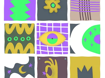 3.3 2d adobe illustrator eye flower graphic design grid illustration minimal moon shapes