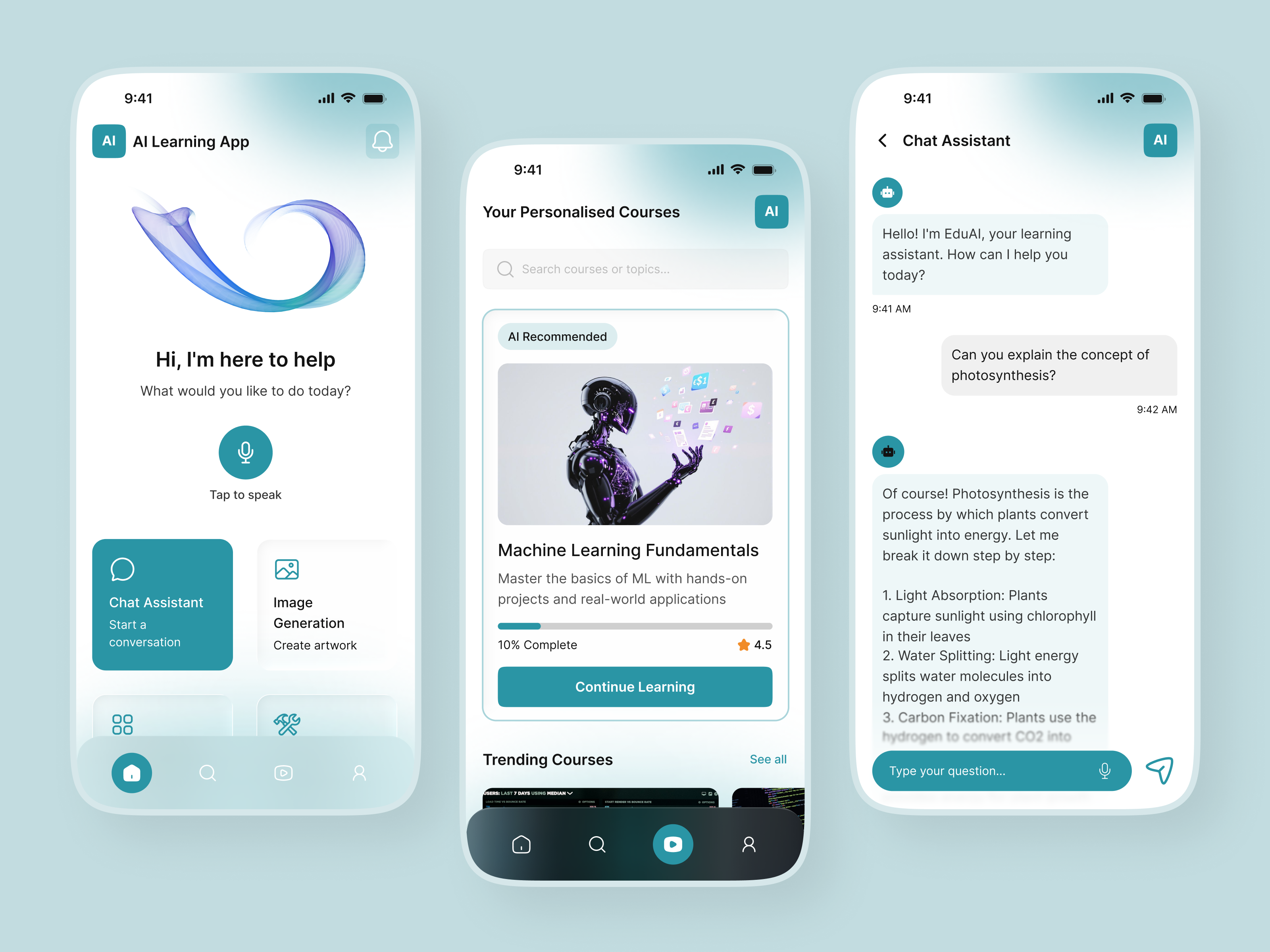 EduAI – AI Learning Assistant App 2022design 2025 ai app ai app design branding design figma figmadesign graphic design illustration logo mobile trand design ui uidesign uiux