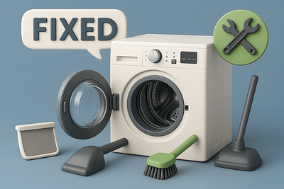 Dryer Fixed with Cleaning Tools 3d clothes dryer fix clothes dryer laundry appliances laundrylife minimalism