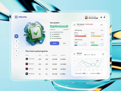 OfficeTek | Organization AI Assistant ai ai assistant apple cpu desktop app macos office organization ram software system optimizer taskmonitoring ui ui design user interface design ux windows مراقبة مهام واجهة مساعد ذكاء اصطناعي
