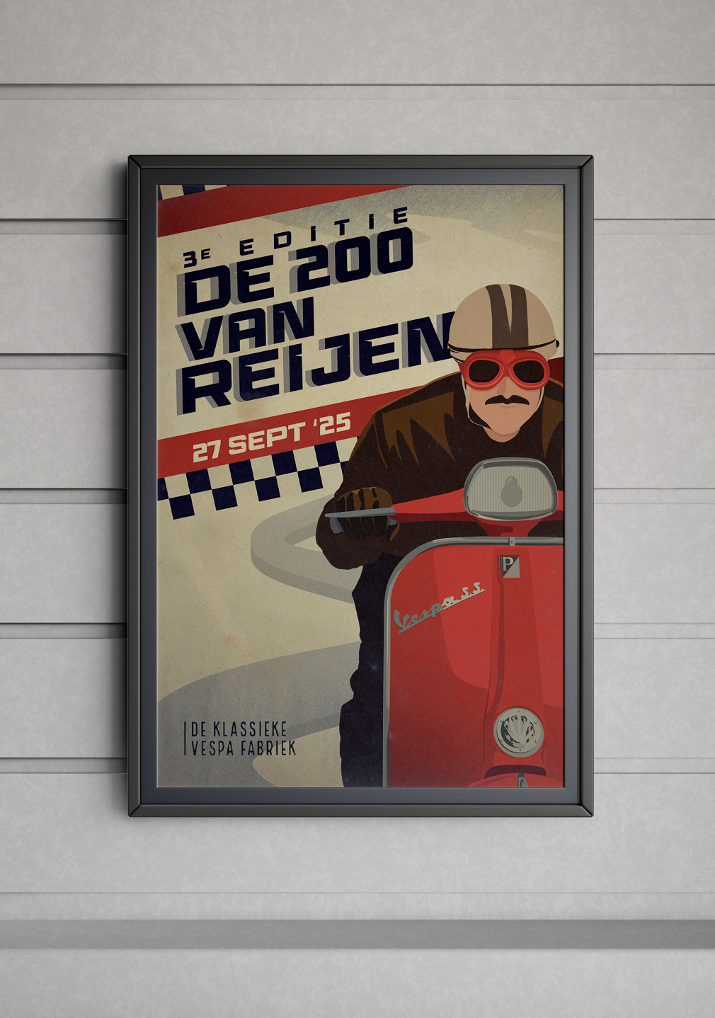 Event Poster Creation– “De 200 van Rijen” 2025 classic vespa graphic design illustration illustrator poster vespa vintage poster