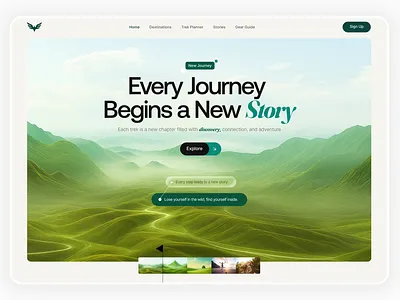 Trek Planner - Hero Design bird logo creative design green hero landingpage nature trek ui uidesign ux uxdesign web webdesign website