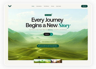 Trek Planner - Hero Design bird logo creative design green hero landingpage nature trek ui uidesign ux uxdesign web webdesign website