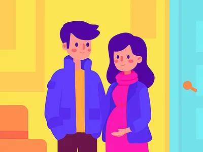 Parenthood Journey Illustration - Maternity Illustration adobe illustrator art baby couple cute design expecting parents family flat illustration happy health wellness illustration indoor kurzgesagt motherhood parenting app illustration people pregnancy vector