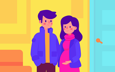 Parenthood Journey Illustration - Maternity Illustration adobe illustrator art baby couple cute design expecting parents family flat illustration happy health wellness illustration indoor kurzgesagt motherhood parenting app illustration people pregnancy vector
