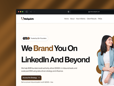 Landing Page Design for B2B Branding Agency | Uniquirk b2b design graphic design landingpage ui uxdesign