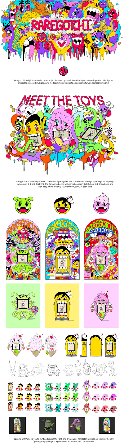Raregotchi Virtual Pets (Full Project) animation branding cartoon character graphic design illustration mascot motion graphics nft toy web3