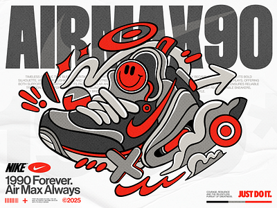 1990 Forever - Air Max Always. bold design graphic design illustration illustrationdesign just do it line illustration nike nike illustration retro sneakerart sneakerillustration streetweardesign t shirt tshirt tshirt design