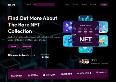 NFT website art artwork bitcoin blockchain crypto cryptocurrency design digital digitalart ethereum home page landing page meta nft nftart nftcollection nfts opensea ui website