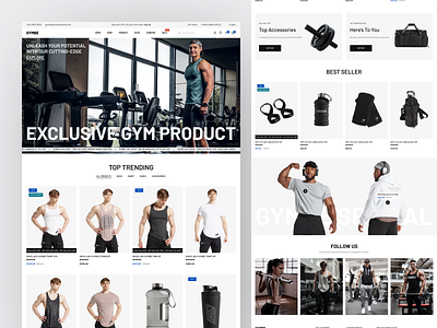 GYMBE – Fitness & Gym Gear E-Commerce Website e commerce exercise fitness gear gym health landing page online order product shop shopify sports store training ui web design website wellness workout