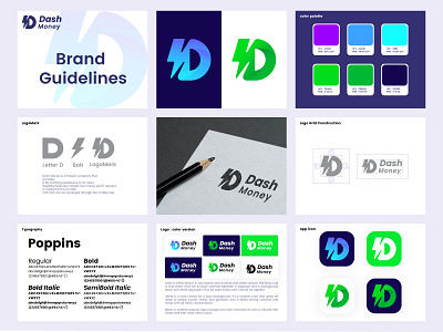 Dash Money - Fintech Brand Guidelines banking banking app brand guide brand guideline brand identity branding company style guide design finance finance app financial fintech icon logo logo design logodesign logotype money visual identity wallet