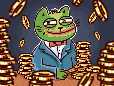 Pepe Cat \ Meme coin FOR SALE! bitcoin blockchain cartoon cat character coin crypto cute doodle drawing frog fun kitten kitty meme meme coin memecoin pepe solana vector