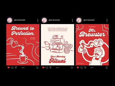 Mr Brewster Social Media Design brand brand identity branding cafe coffee coffee machine coffee shop design popular food and beverage graphic design identity illustration illustrator instagram intagram post logo marketing mascot social media social media marketing design