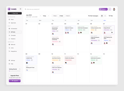 Post Schedule - Looply calendar clean dashboard management minimalist modern planning social ui uiux ux