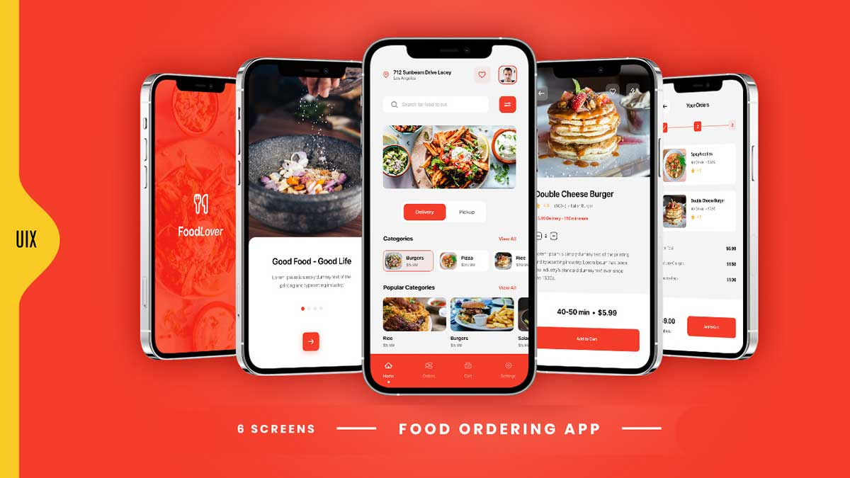 Food Ordering App UI Kit app design app ui clean design downloadfreebie figma design food app food delivery food ordering freebie interface design minimal ui mobile app mobile app ui ui ui design uiuxdesign uixdesignacademy ux design
