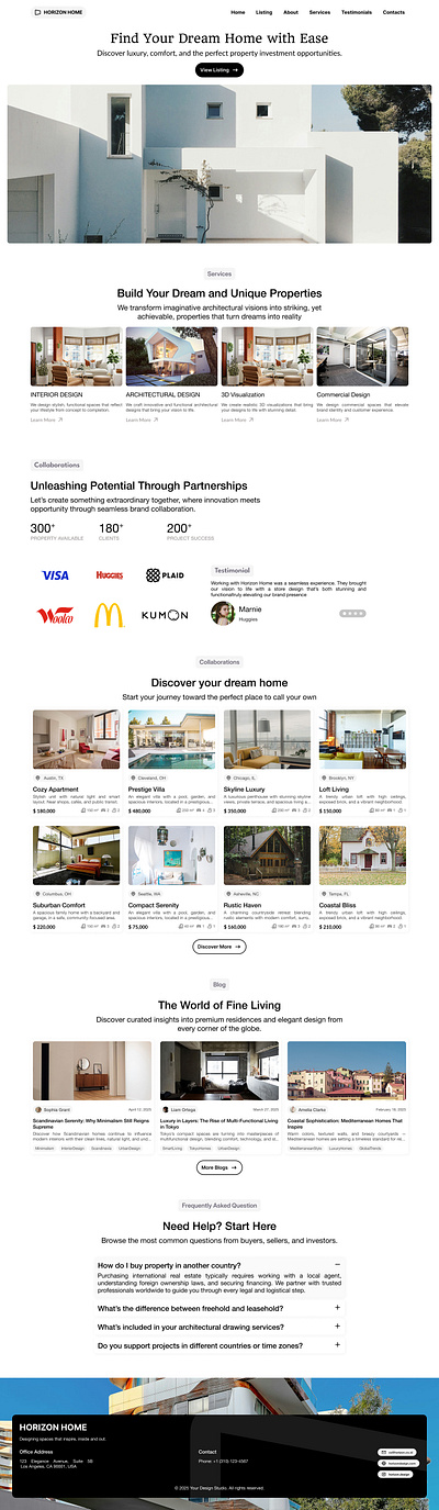 Horizon Home, Real Estate Company Landing Page branding figma graphic design landingpage ui ui designer user interface uxdesigner web design