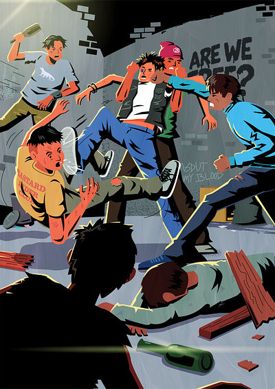 Back-alley Fight adobeillustrator adobephotoshop character fight illustration streethustle vectorillustration