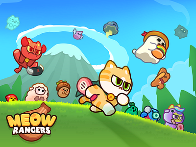 Meow Rangers Illustration appstore cat game googleplay idle layerlab layerlab.games meow meow rangers 냥냥 레인저스