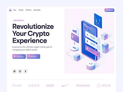 Bitfolio - Crypto Management Website bitcoin blockchain crypto design finance futuristic gradient hero homepage illustration invesment isometric minimal modern token ui ux wallet web3 website