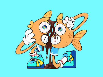 Taiyaki Cartoon Character animation branding cartoon cartoon japan character cartoon creature design food cartoon graphic design illustration japan logo mascot playful retro cartoon taiyaki