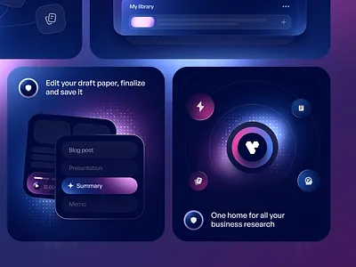AI-powered researching bento card UI bento design ui uicard user interface web