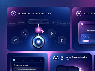 AI-powered researching bento card UI ai design landing page saas ui user interface ux web webdesign website