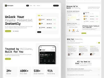 Rencrypto - Crypto website | landing page crptocurrency cryto design interface product service startup ui ux web