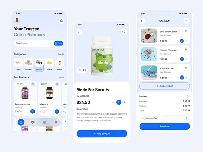 💊 Online Pharmacy App ecommece app ecommerce health tech healthcare medical mobile mobileapp online order app pharma app pharmacy pharmacy app pharmacy mobile app pharmacy ui product design supplements vitamins