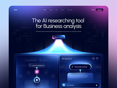 Website design for AI Researching Tool for Business Analysis ai design landing page saas ui user interface ux web webdesign website