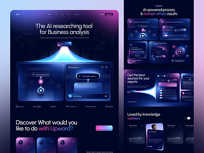 Website design for AI Researching Tool for Business Analysis ai design landing page saas ui user interface ux web webdesign website