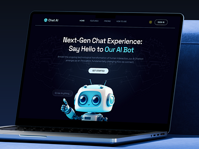 CHAT AI - AI Landing Page Design 🤖✨ ai ai app ai assistant ai chat ai chat interface ai chat ui ai landing page ai landing page dark ai landing page design ai landing page ui ai web app ai website design chat bot chat bot landing page conversational ai design landing page design