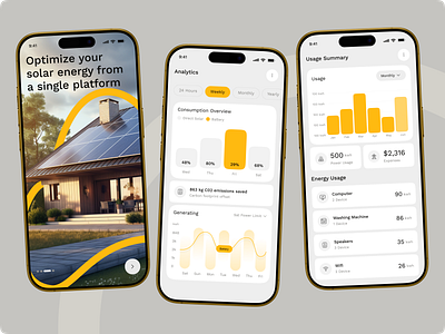 EcoSun – Solar Energy Mobile App admin app design b2b business crm eco friendly green energy landing page management mobile app power app renewable energy saas solar solar app design solar panel solar system ui ux ux design