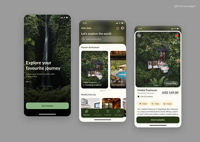 Find your favourite destination - Room Booking App glossy ui hotel mobile app ui hotel room booking app liquid glass ui mobile app design room booking app room search mobile app search room travel app booking travel mobile app