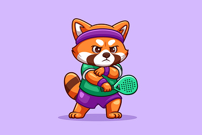 Red Panda Padel Cute Cartoon 🎾🐼 animal branding cartoon character design graphic design illustration logo mascot padel pickleball red panda tenis
