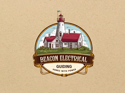 Vintage Lighthouse Emblem Logo Design traditional logo