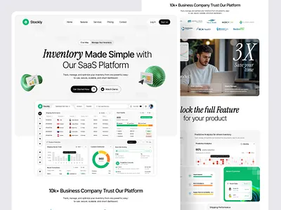Inventory - SaaS Landing Page Design b2b saas landing page inventory dashboard design inventory landing page inventory management system inventory saas landing page inventory software design landing page landing page design minimal design modern ui design saas landing page saas ui ui web design website