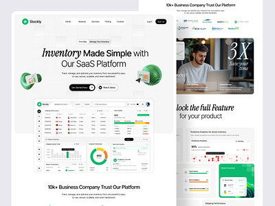 Inventory - SaaS Landing Page Design b2b saas landing page inventory dashboard design inventory landing page inventory management system inventory saas landing page inventory software design landing page landing page design minimal design modern ui design saas landing page saas ui ui web design website