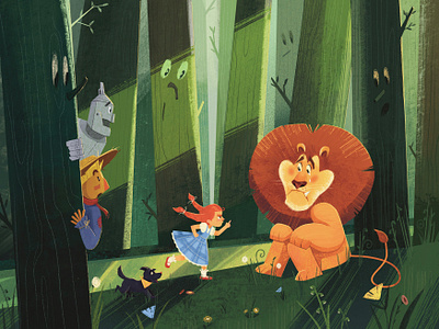 Children’s Book Illustration: The Wizard of Oz book children editorial fairytale forest funny green illustration lion oz publish tale wizard
