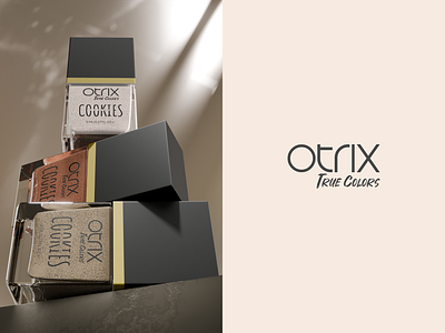 Otrix - nail paints - 3D Visuals 3d colors cookies label nail paints otrix product realistic render render squarebottle true colors visualisation