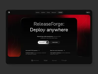 ReleaseForge home page dark mode design development home page landing layo saas ui ux website