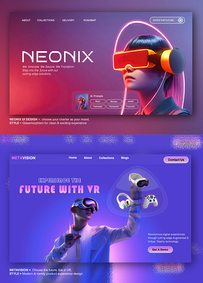 Ai & ar/vr home page design ai ai character ai promp design apple vision pro glasses arvr figma glassmorphism graphic design home page design landing page design photoshop pinterest ui ui design uiux web design ui