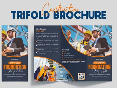 Construction Trifold Brochure Design agency branding brochure design building business construction creative design graphic design illustration print design trifold