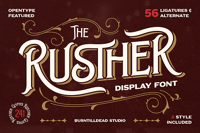 Rusther barbershop font bold font branding font custom font display font elegant font font font branding font style free font logo font ornate font poster font retro font serif font signage font typography victorian era victorian font vintage font