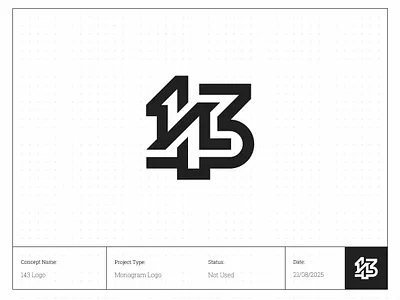 Number Logo Concept: 143 Monogram in Minimal Style 143logo brand identity deisgner brandidentity branding customlogodesign icon identity logo logo designer logodesign logogrid logoinspiration logomark minimal logo minimalisticlogo modernlogo monogramlogo numberlogo numbermonogram premiumlogo