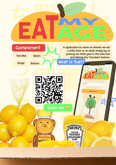Eat My Age UI design figma graphic design idn illustration kodular poster ui ux vector yellow